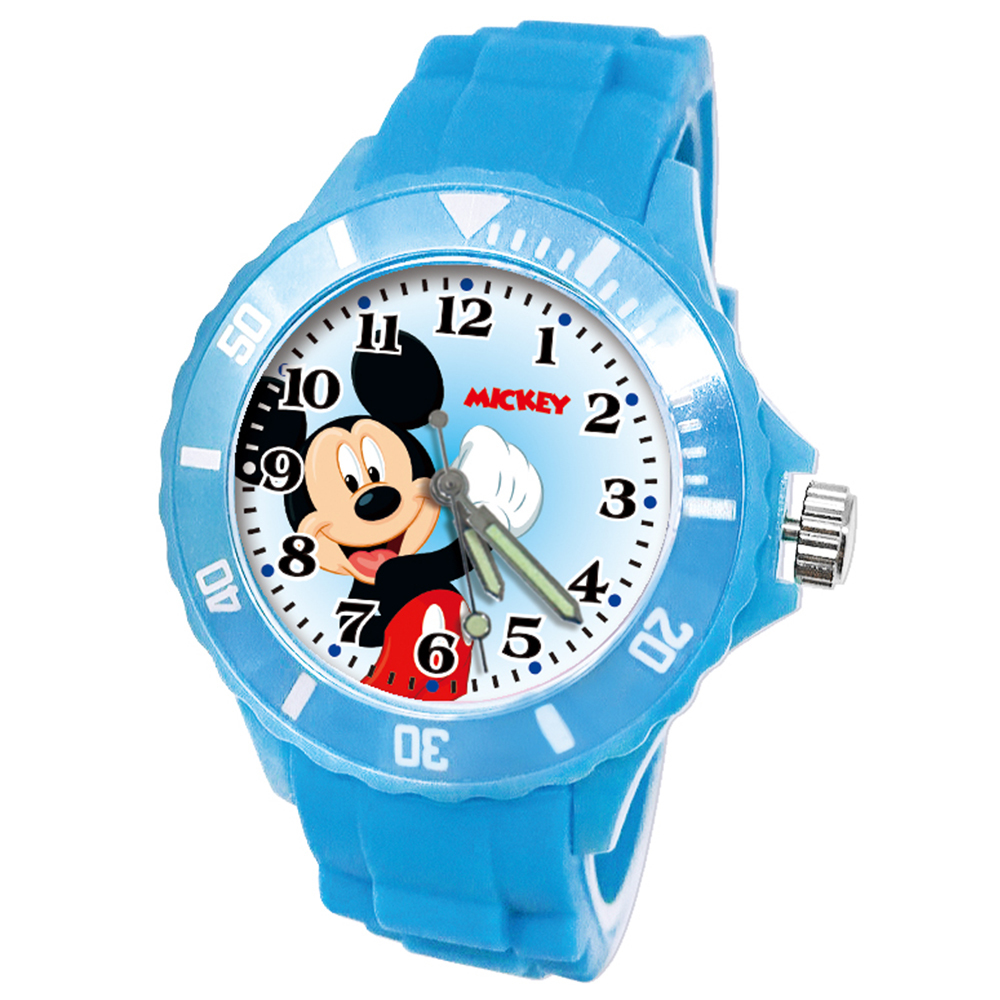 【迪士尼】活力米奇運動彩帶錶 (水藍色)
