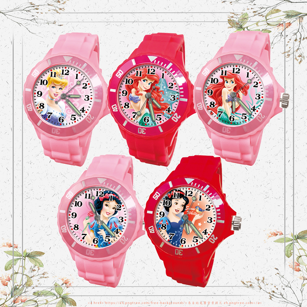 【迪士尼】小美人魚愛麗兒運動彩帶錶 (桃紅色)