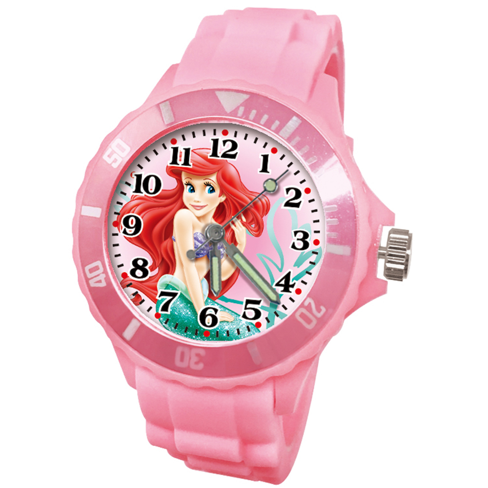 【迪士尼】小美人魚愛麗兒運動彩帶錶 (粉紅色)