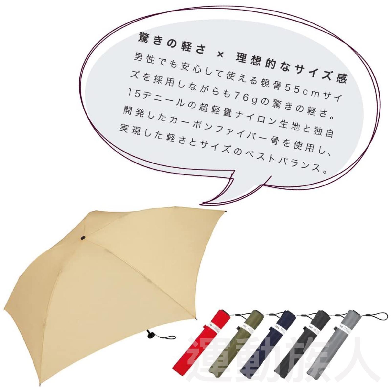 W P C 超輕雨傘系列 Wpc 76克55cm 超輕量純色簡約短雨傘折疊傘縮骨遮深藍