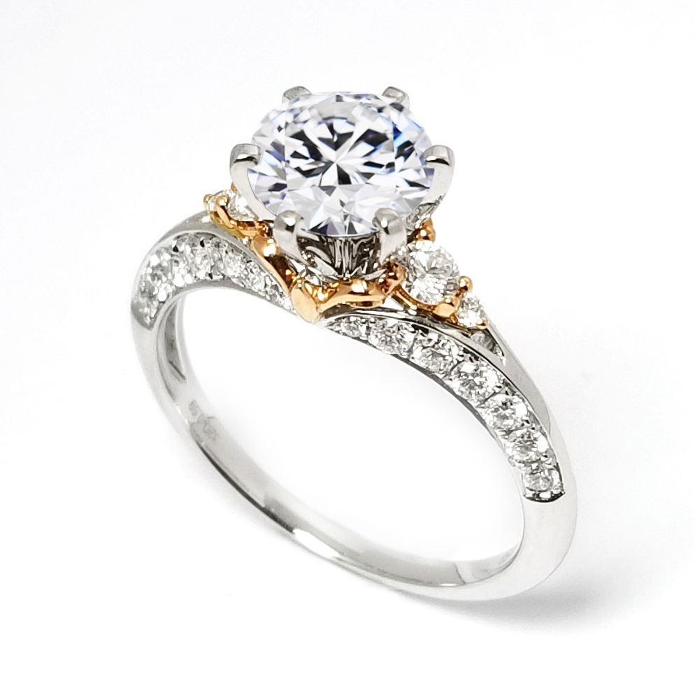 18K白金/玫瑰金天然鑽石戒指托