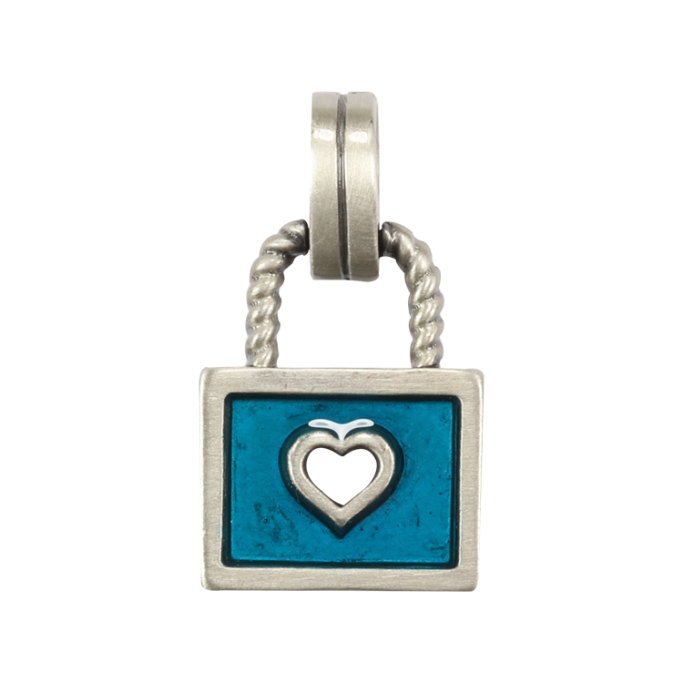 Bico吊墜，女士吊墜 愛心鎖頭；保護珍貴的愛 不含鍊子（1717藍色）