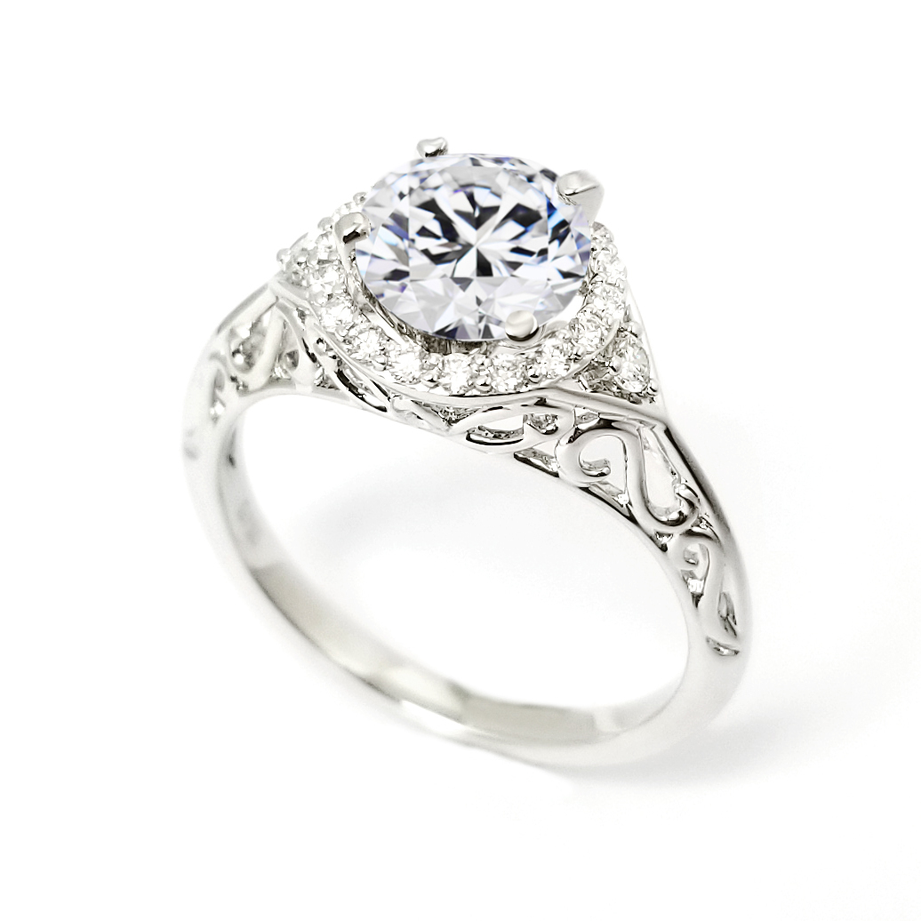 18K白金鑽石戒指托(RS22RY23305A)