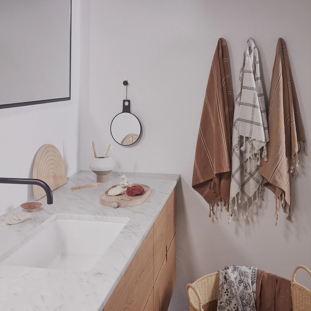 OYOY Kyoto和風格紋有機棉毛巾 / 暗粉褐