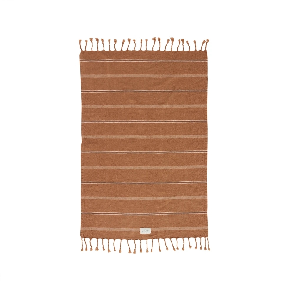 OYOY Kyoto和風格紋有機棉毛巾 / 深焦糖