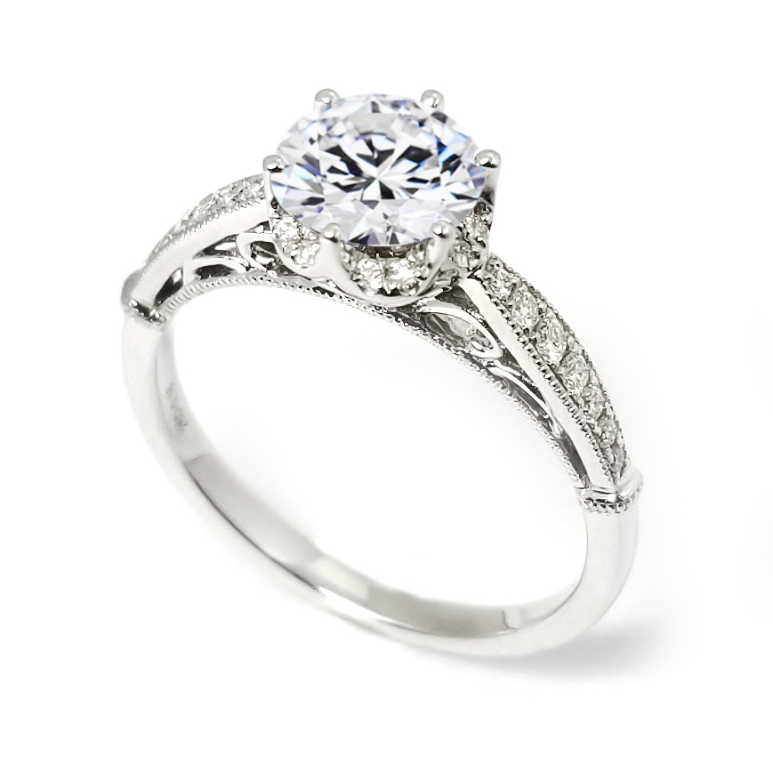 18K白金天然鑽石戒指托 (RS22HA1410B)