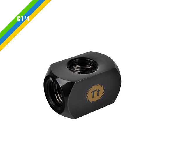 米特3C數位–曜越 Pacific G1/4 4通十字接頭/銀.黑/CL-W034-CU00SL-A/CL-W034-CU00BL-A