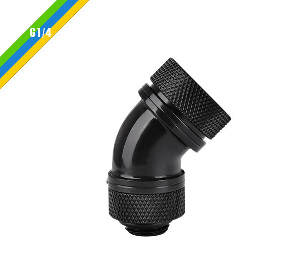 米特3C數位–曜越Pacific G1/4 PETG硬管專用45度管接頭外徑16mm/銀.黑/CL-W096-CA00SL-A/CL-W096-CA00BL-A