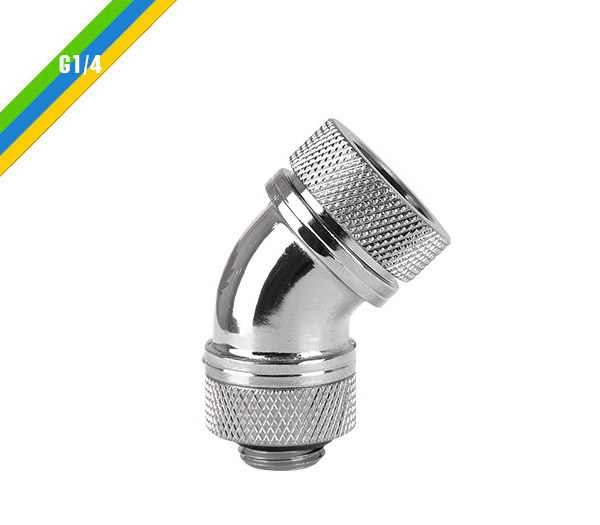 米特3C數位–曜越Pacific G1/4 PETG硬管專用45度管接頭外徑16mm/銀.黑/CL-W096-CA00SL-A/CL-W096-CA00BL-A