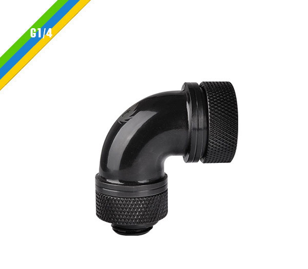 米特3C數位–曜越 Pacific G1/4 PETG硬管專用90度管接頭外徑16mm/銀.黑/CL-W097-CA00SL-A/CL-W097-CA00BL-A