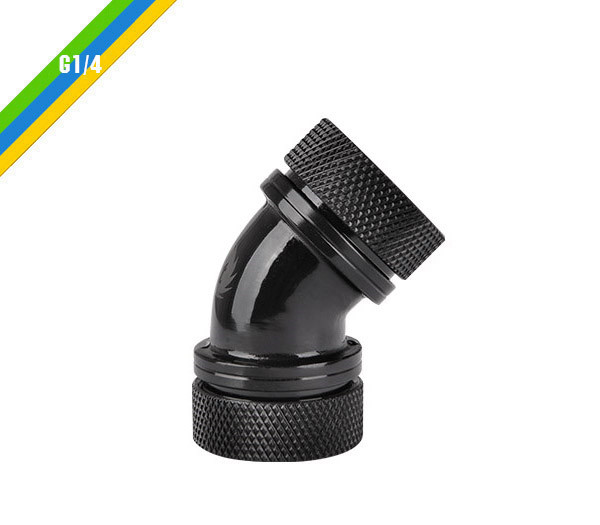 米特3C數位–曜越Pacific G1/4 PETG硬管專用45度雙管接頭外徑16mm/銀.黑/CL-W098-CA00SL-A/CL-W098-CA00BL-A