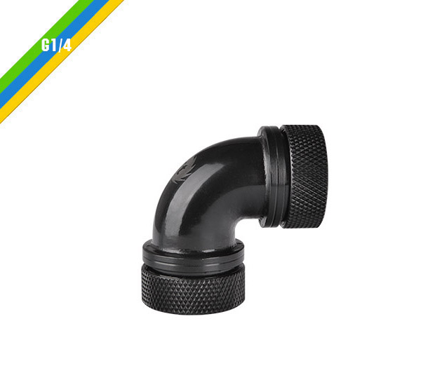 米特3C數位–曜越Pacific G1/4 PETG硬管專用90度雙管接頭外徑16mm/銀.黑/CL-W099-CA00SL-A/CL-W099-CA00BL-A