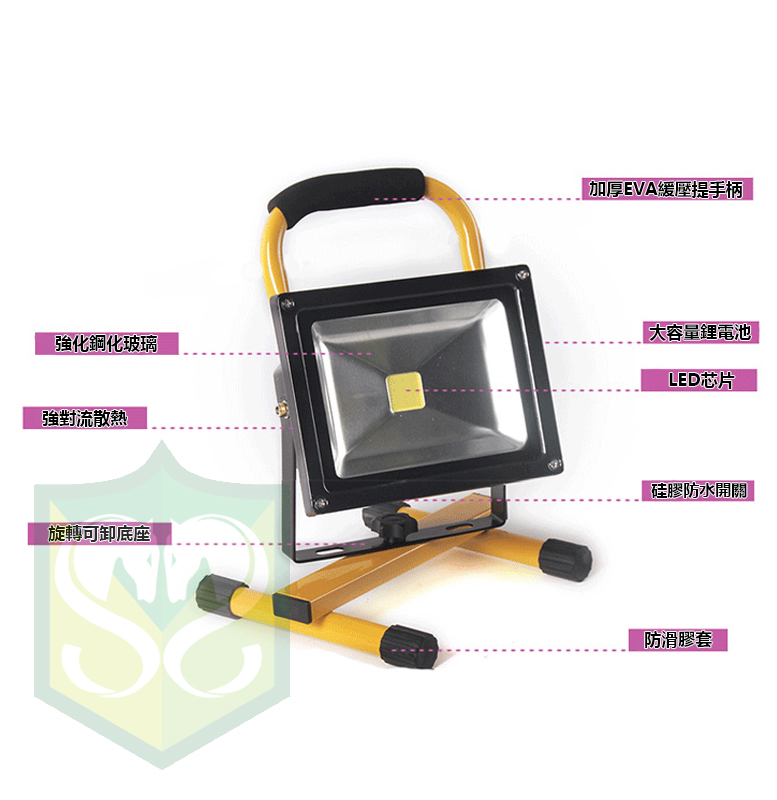 LED PORTABLE & RECHARGEABLE FLOOD LIGHT
