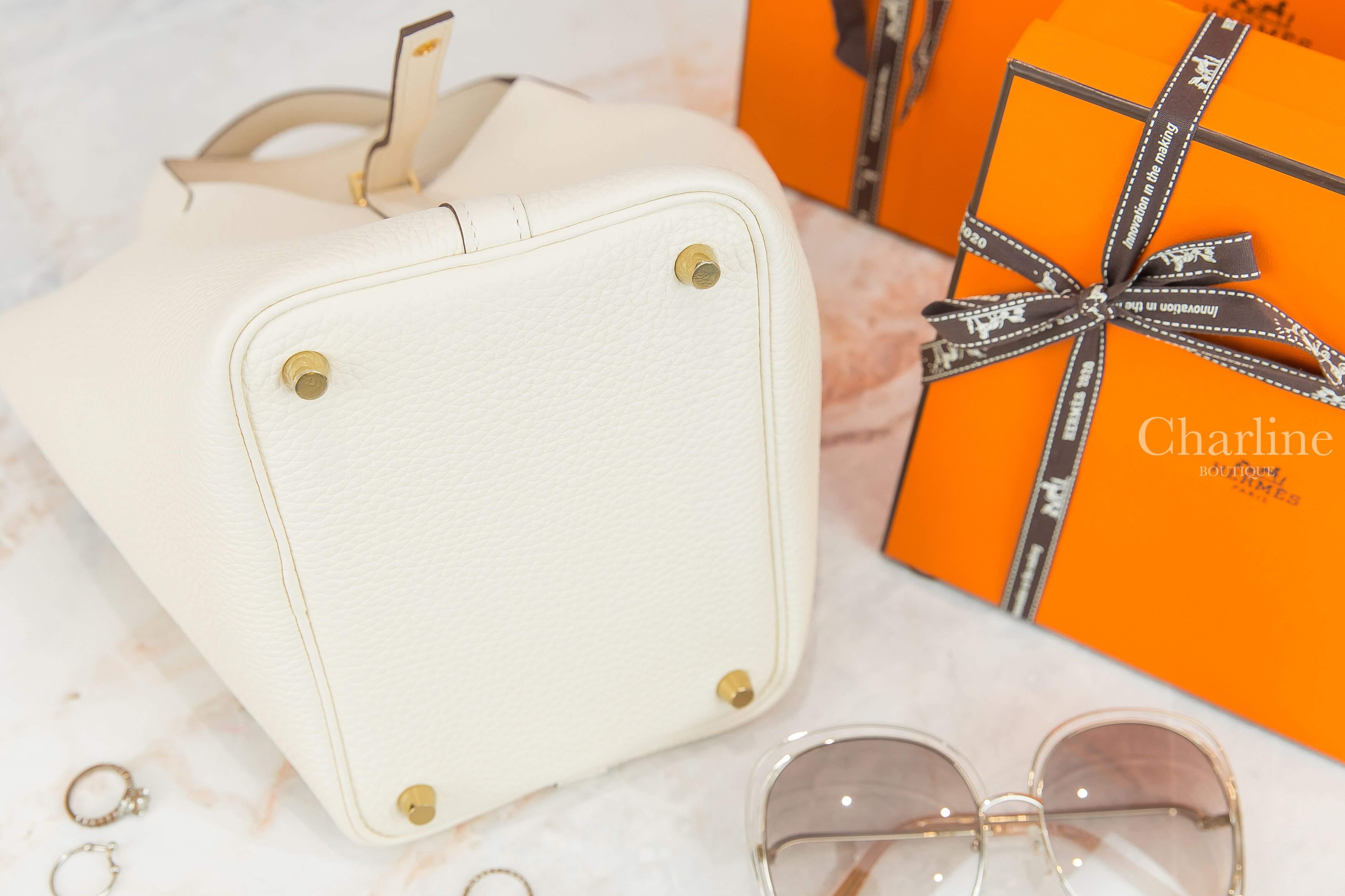 Hermès Picotin Lock 18cm I2 Nata Taurillon Clemence Z刻奶油白金釦小型提把水桶包-Charline Boutique 精品代購