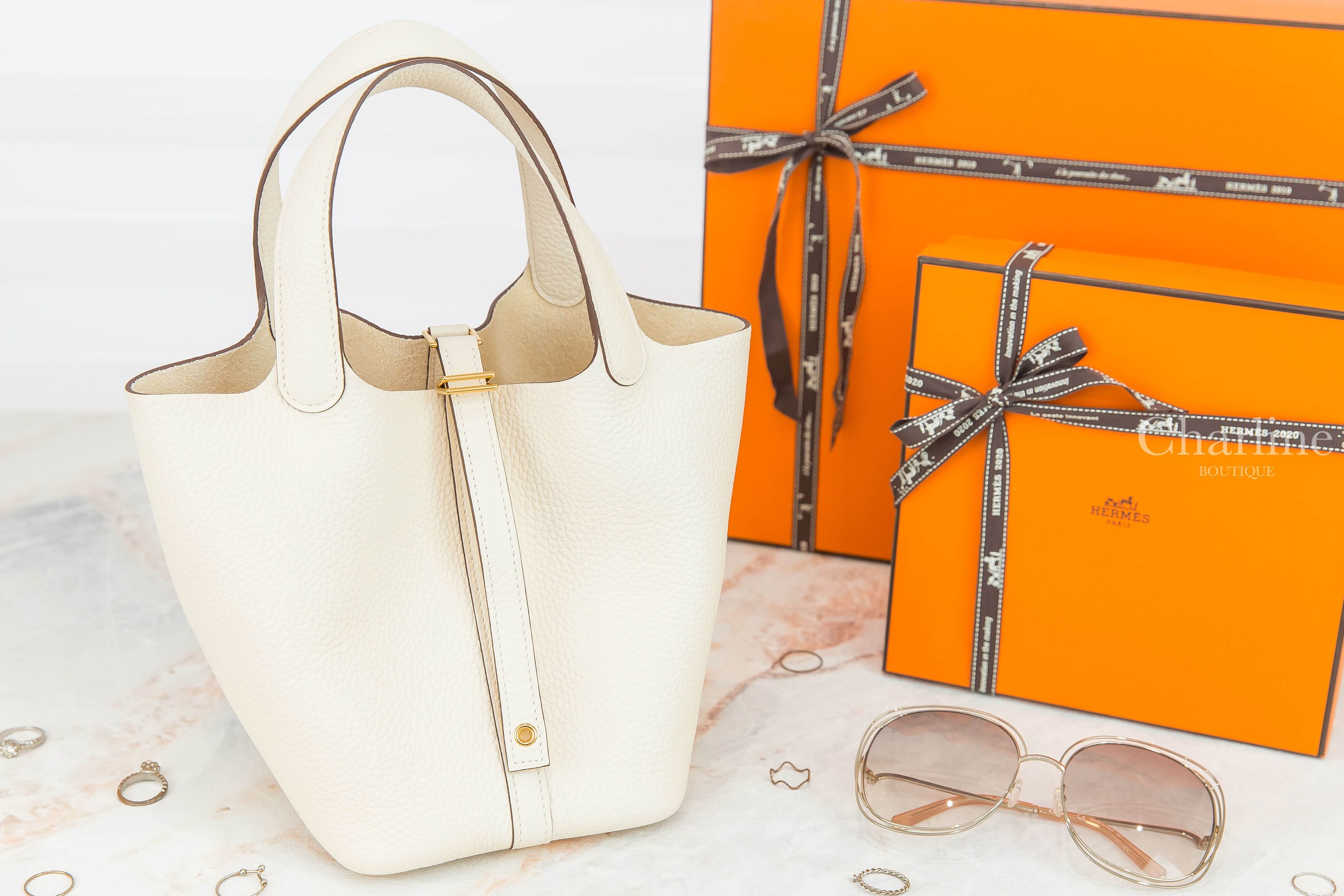Hermès Picotin Lock 18cm I2 Nata Taurillon Clemence Z刻奶油白金釦小型提把水桶包-Charline Boutique 精品代購