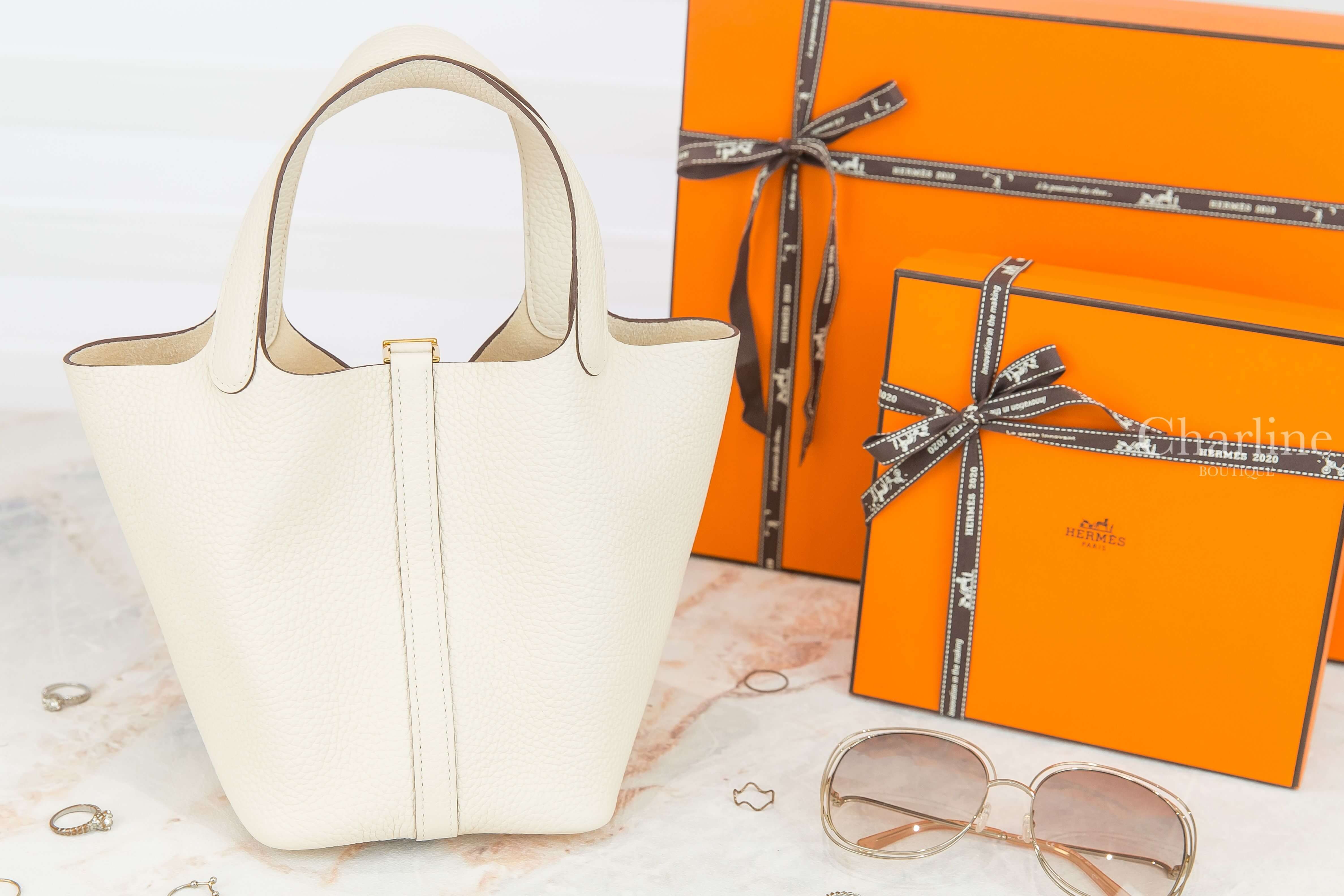 Hermès Picotin Lock 18cm I2 Nata Taurillon Clemence Z刻奶油白金釦小型提把水桶包-Charline Boutique 精品代購