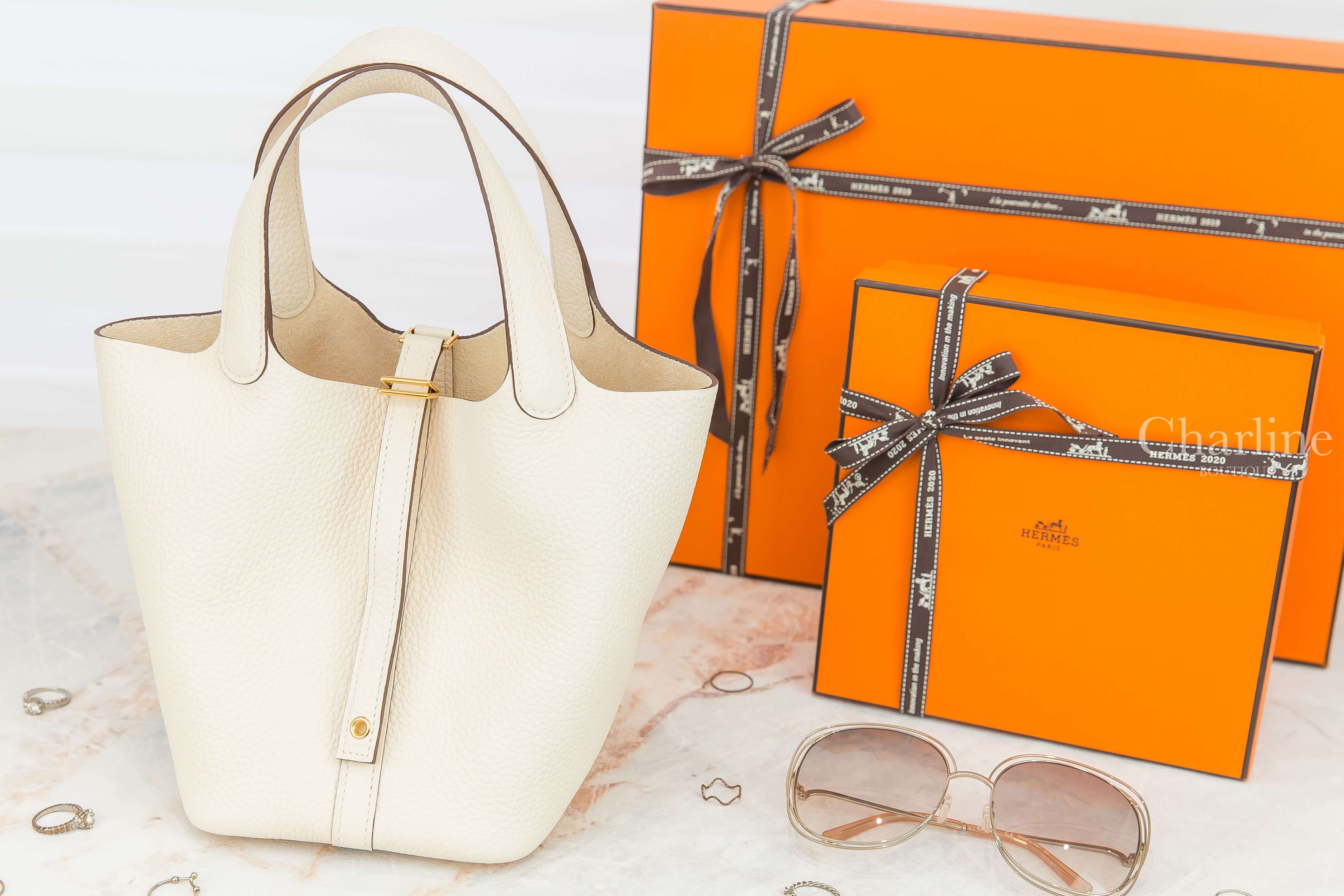 Hermès Picotin Lock 18cm I2 Nata Taurillon Clemence Z刻奶油白金釦小型提把水桶包-Charline Boutique 精品代購