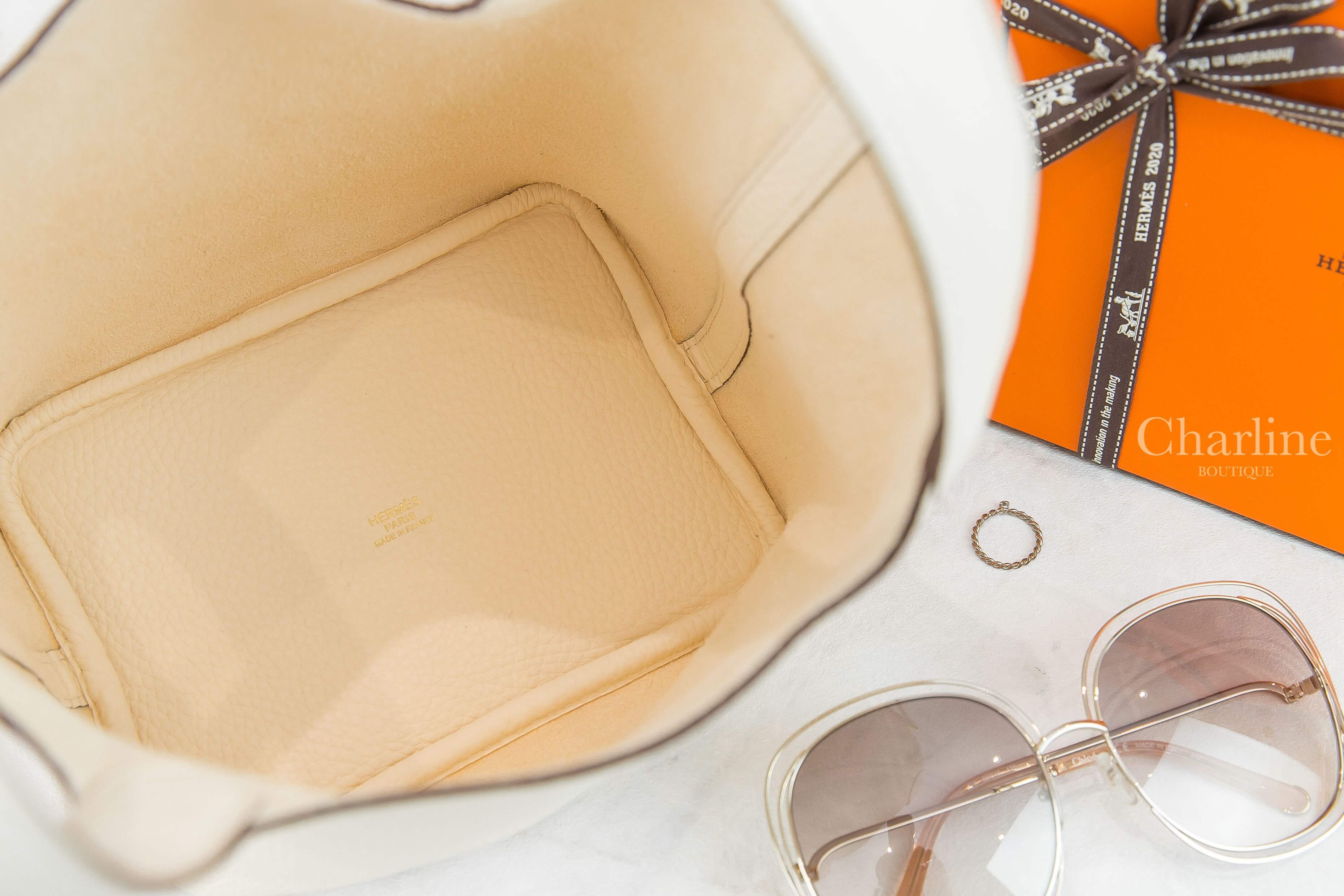 Hermès Picotin Lock 18cm I2 Nata Taurillon Clemence Z刻奶油白金釦小型提把水桶包-Charline Boutique 精品代購