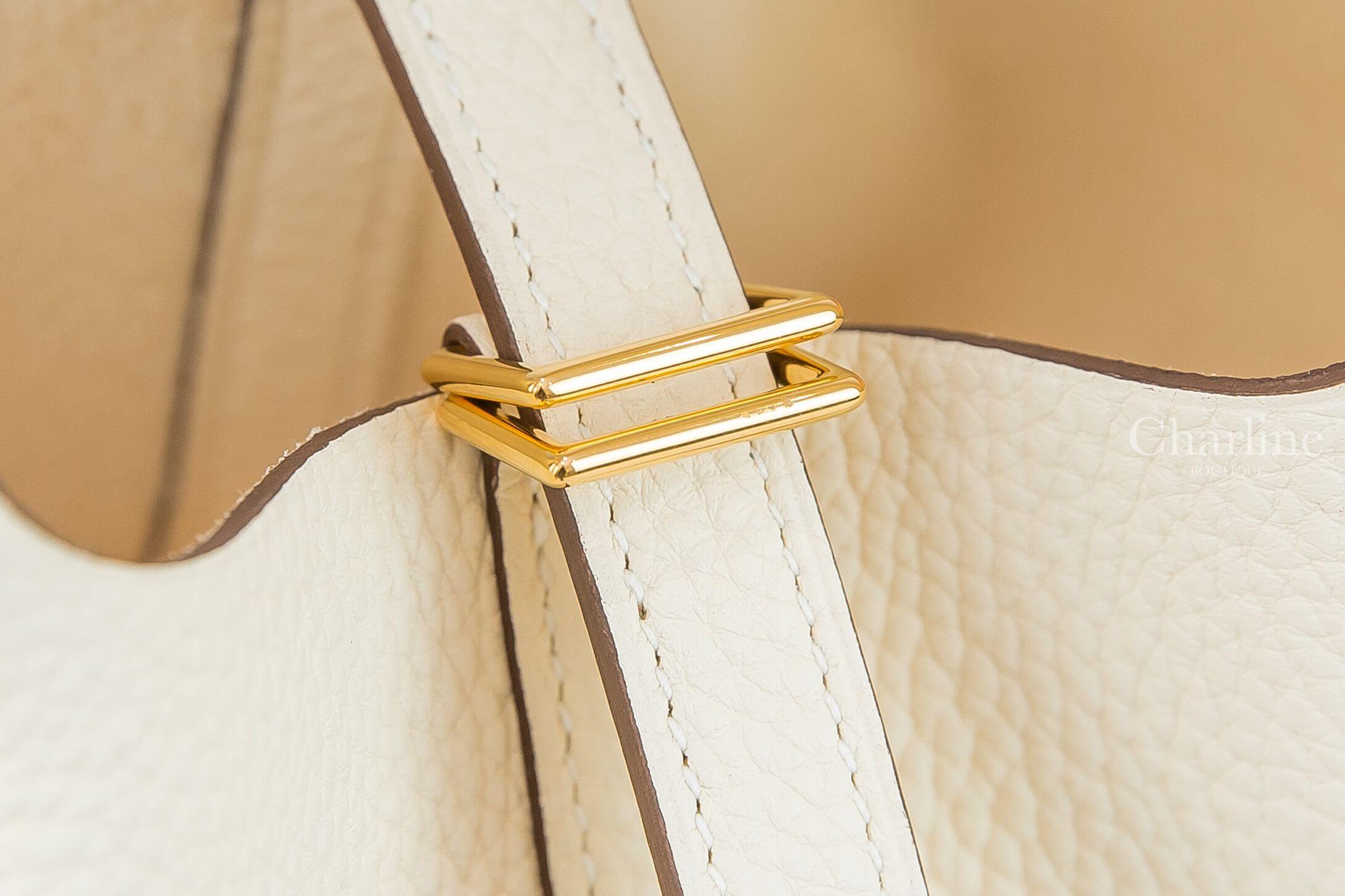 Hermès Picotin Lock 18cm I2 Nata Taurillon Clemence 奶油白金釦小型提把水桶包