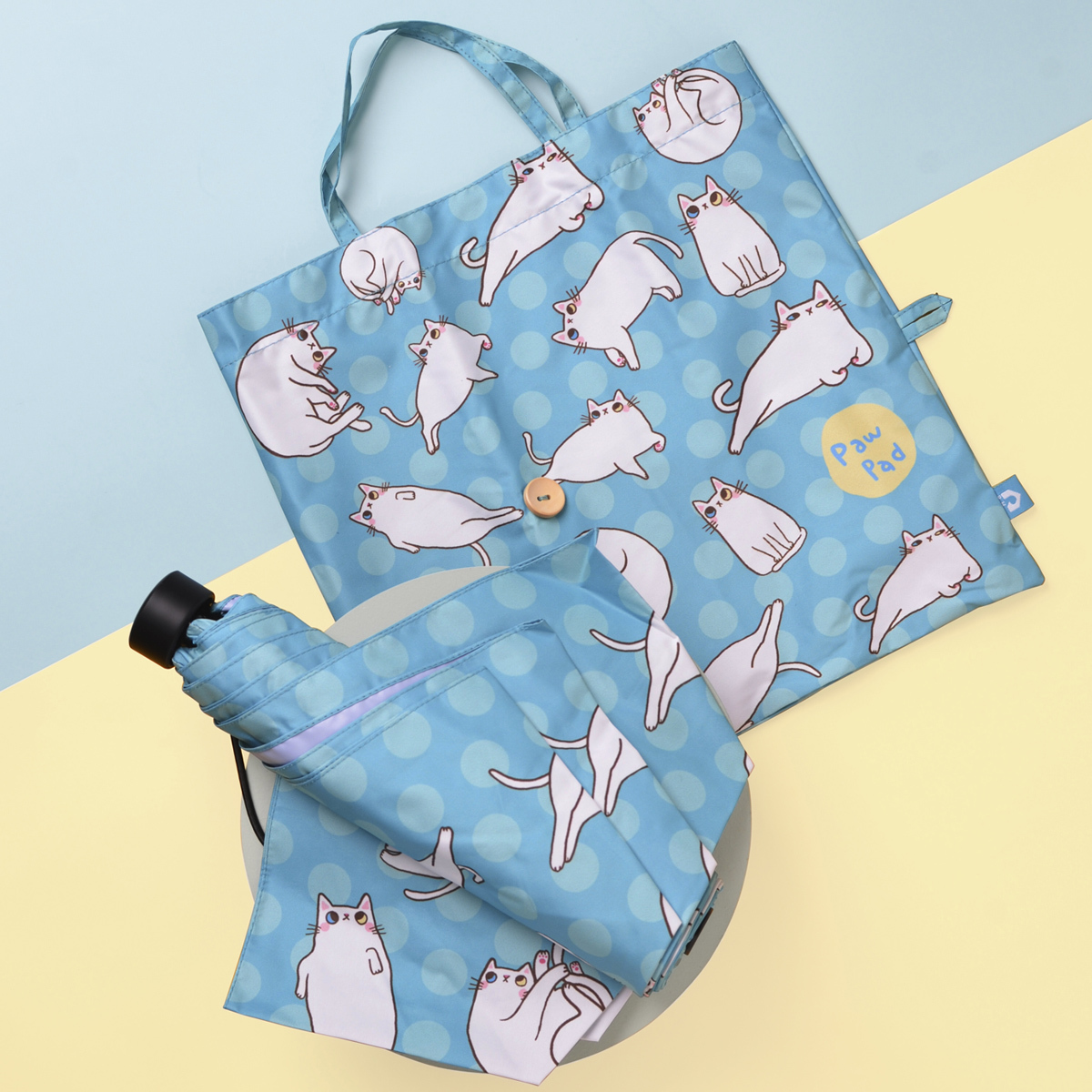 Rainbow House 晴雨傘 肉肉的姿態 防風 防曬 大傘面 貓咪 肉球 插畫家 提袋式傘袋