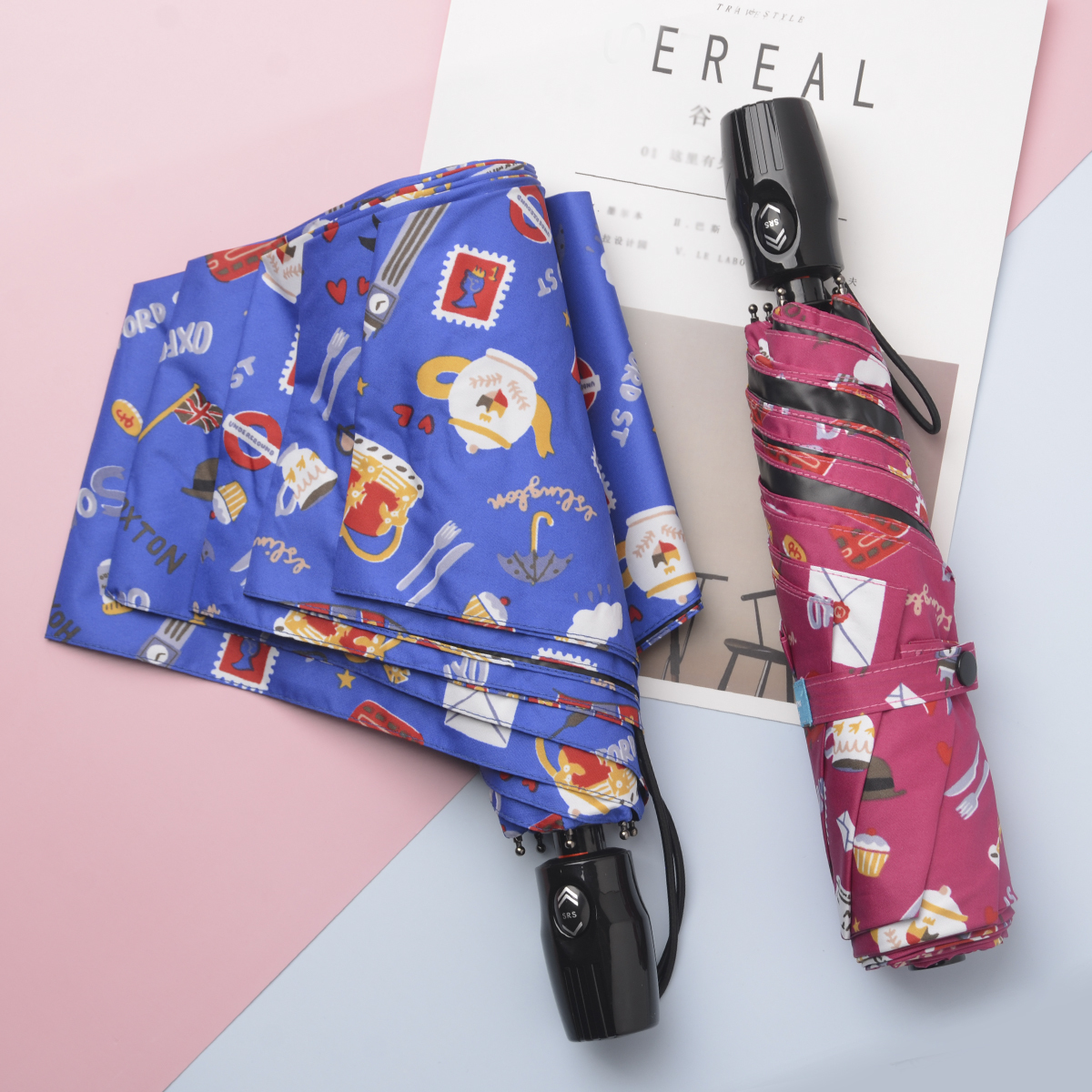 Rainbow House 晴雨傘 俏皮英倫風 自動傘 安全開收 大傘面