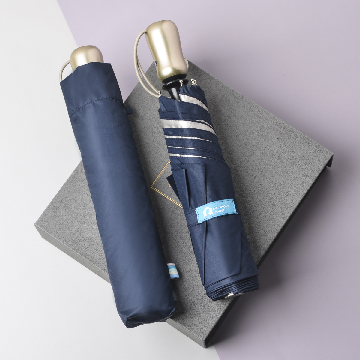 Rainbow House 晴雨傘 純色香檳 自動傘 安全開收 輕量