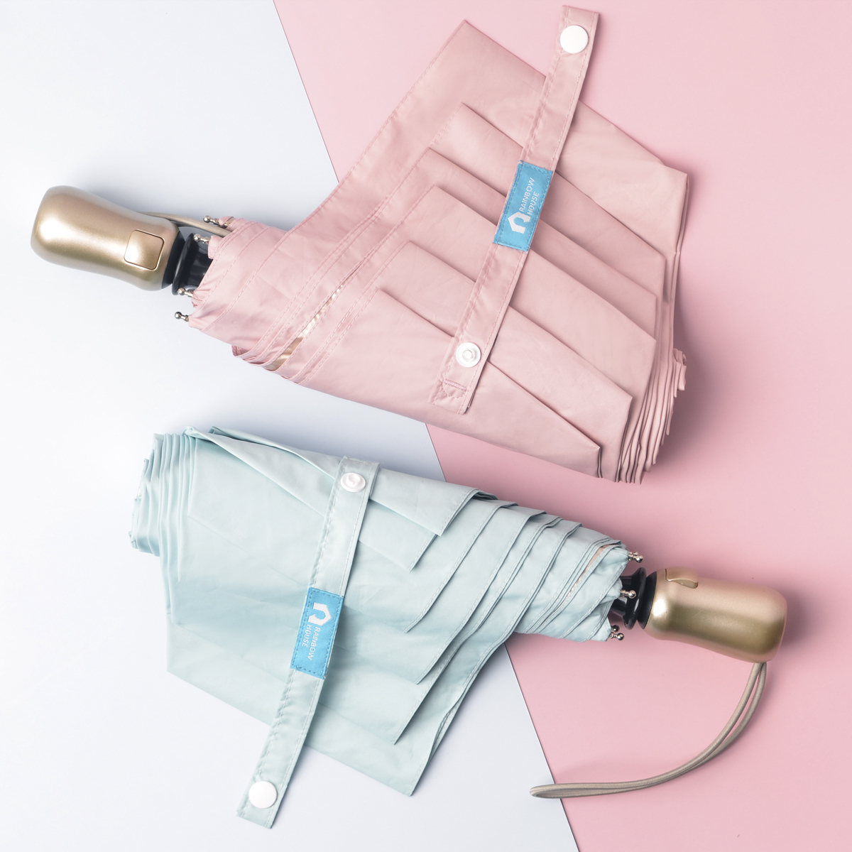 Rainbow House 晴雨傘 純色香檳 自動傘 安全開收 輕量