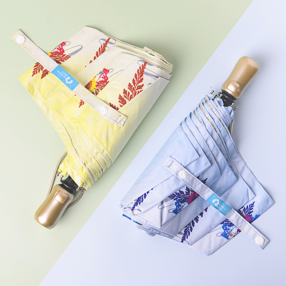 Rainbow House 晴雨傘 春神的詩篇 自動傘 安全開收 押花 壓花 提袋式傘袋