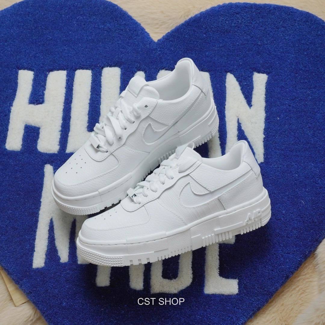 NIKE AIR FORCE 1 AF1 Pixel 像素全白米白解構分解女鞋CK6649-10