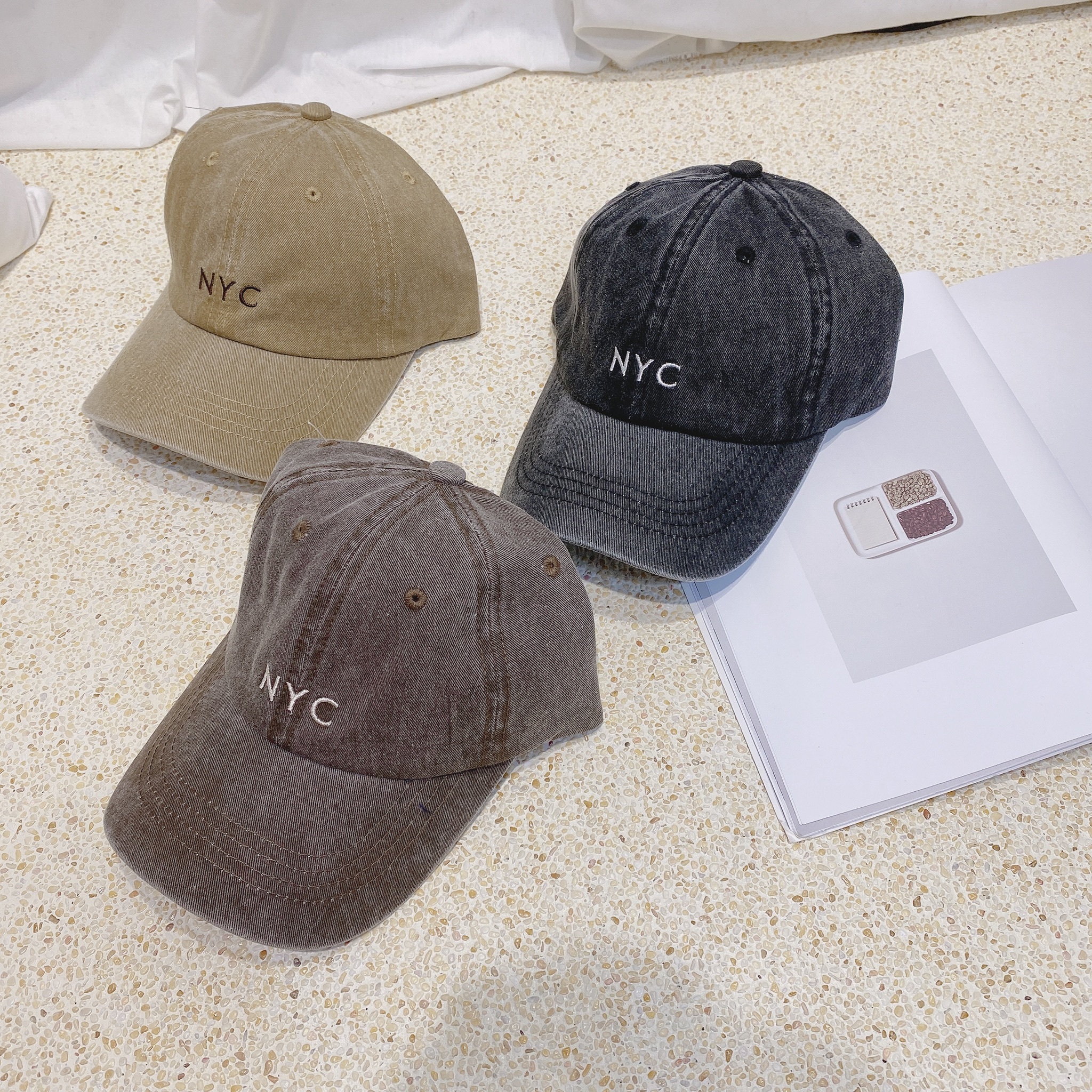韓版水洗NYC字母帽 / 三色