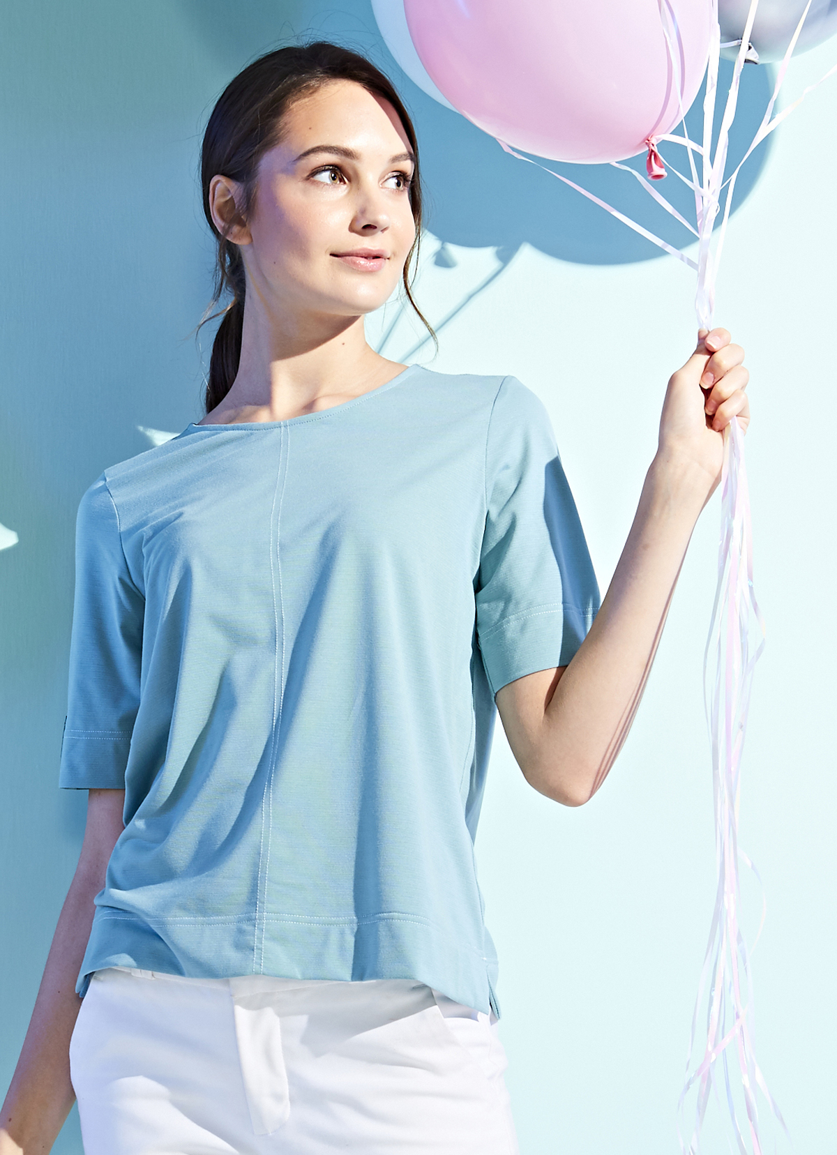 NASA認證XT2銀纖維抗菌99.9%女上衣-1928WT-淺藍綠