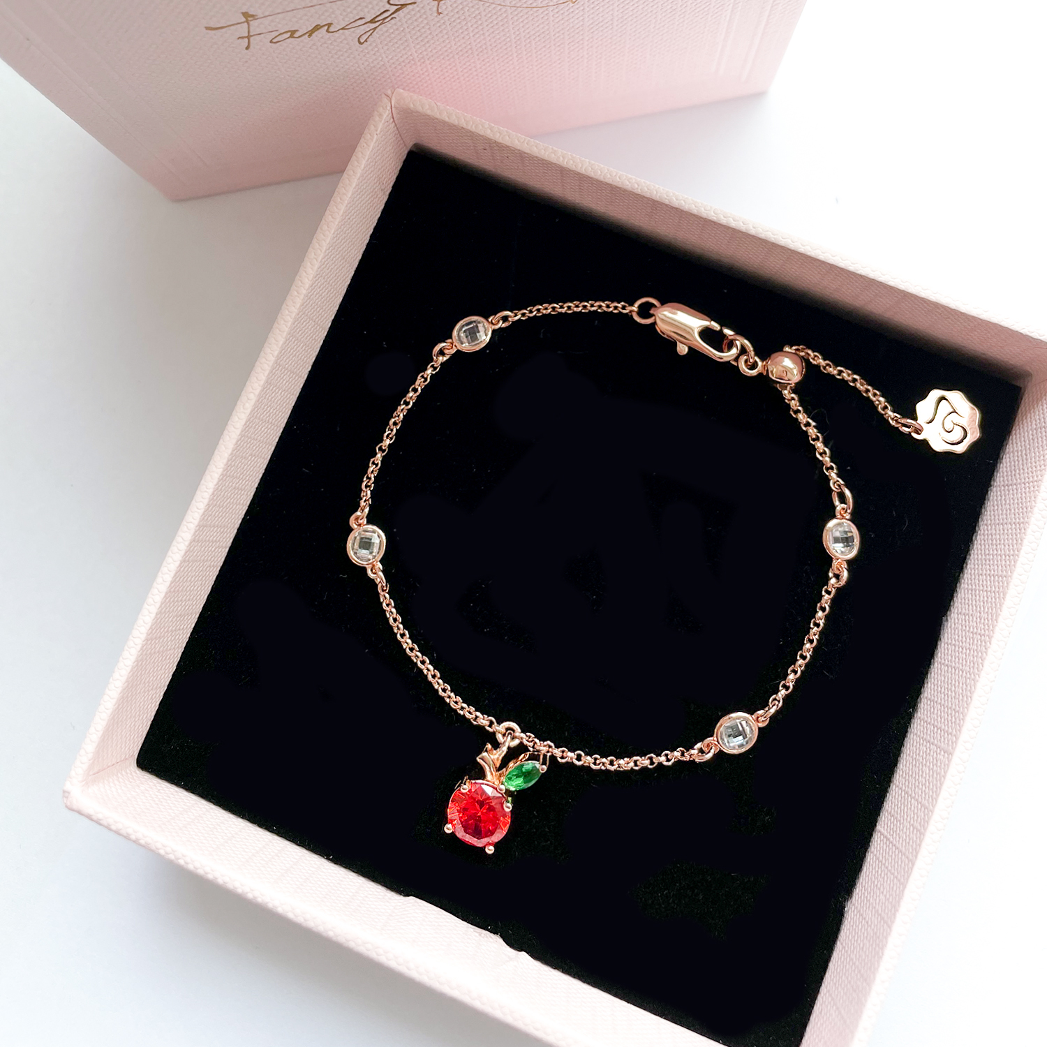 Rose Gold Crystal Peach Bracelet