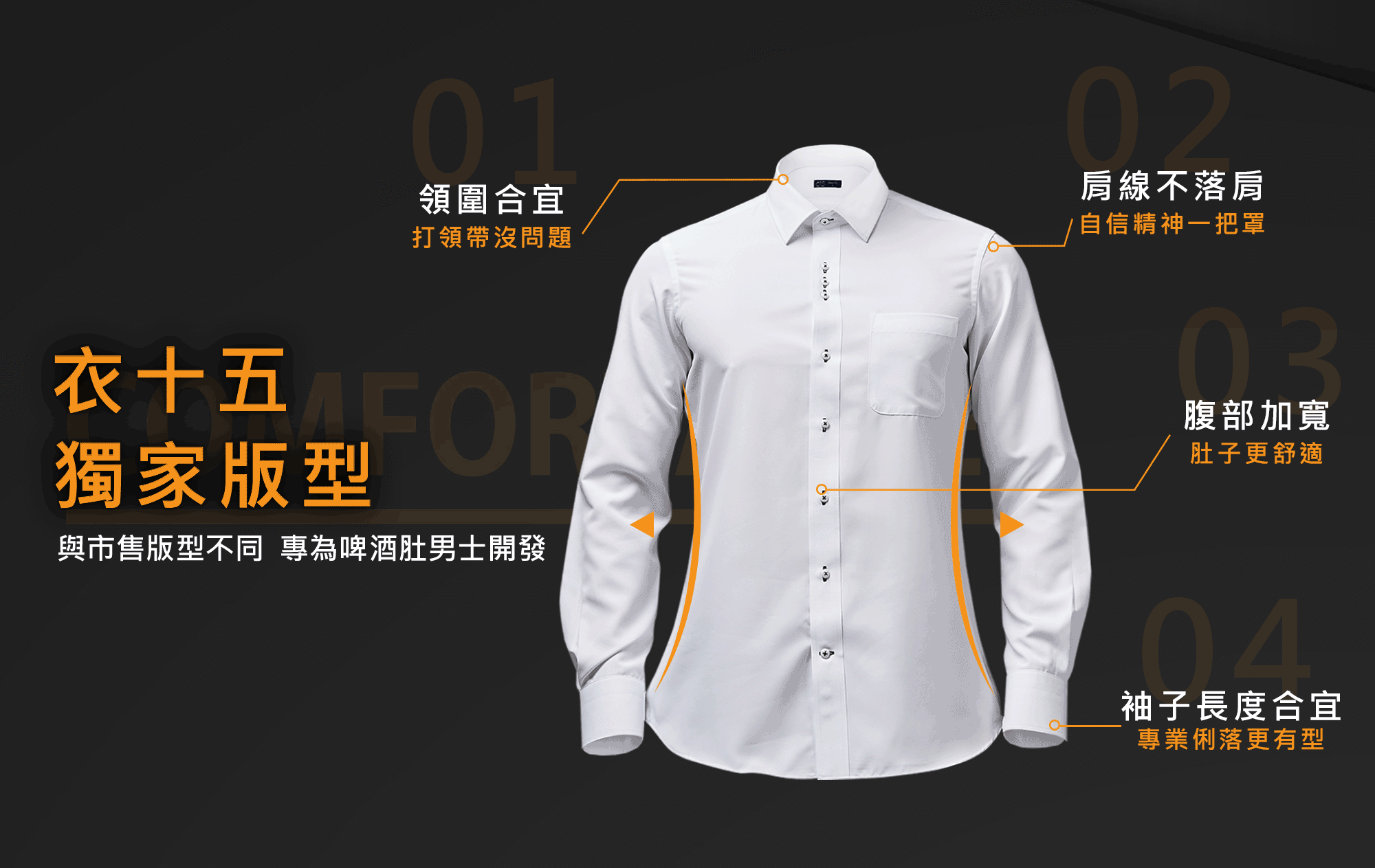 加大肚圍的商務大尺碼襯衫