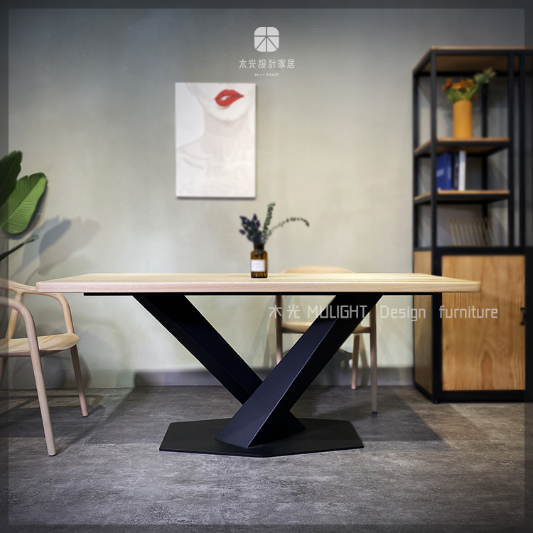 台灣製-V字造型霸氣工業實木桌|可訂製