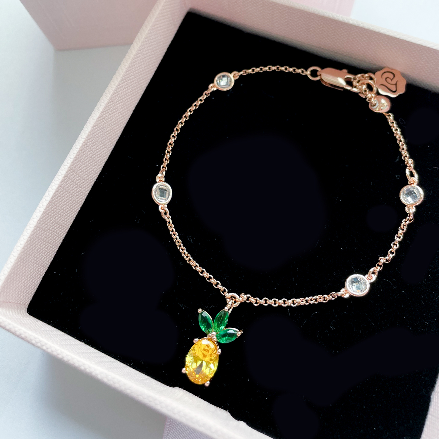 Crystal Pineapple Bracelet (Rose Gold)