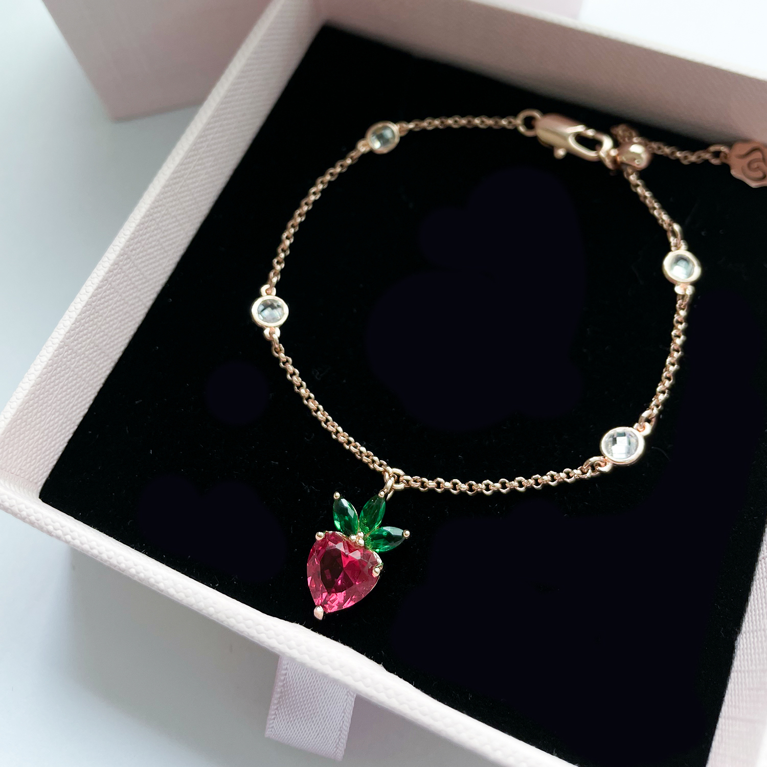 Crystal Strawberry Bracelet (Rose Gold)