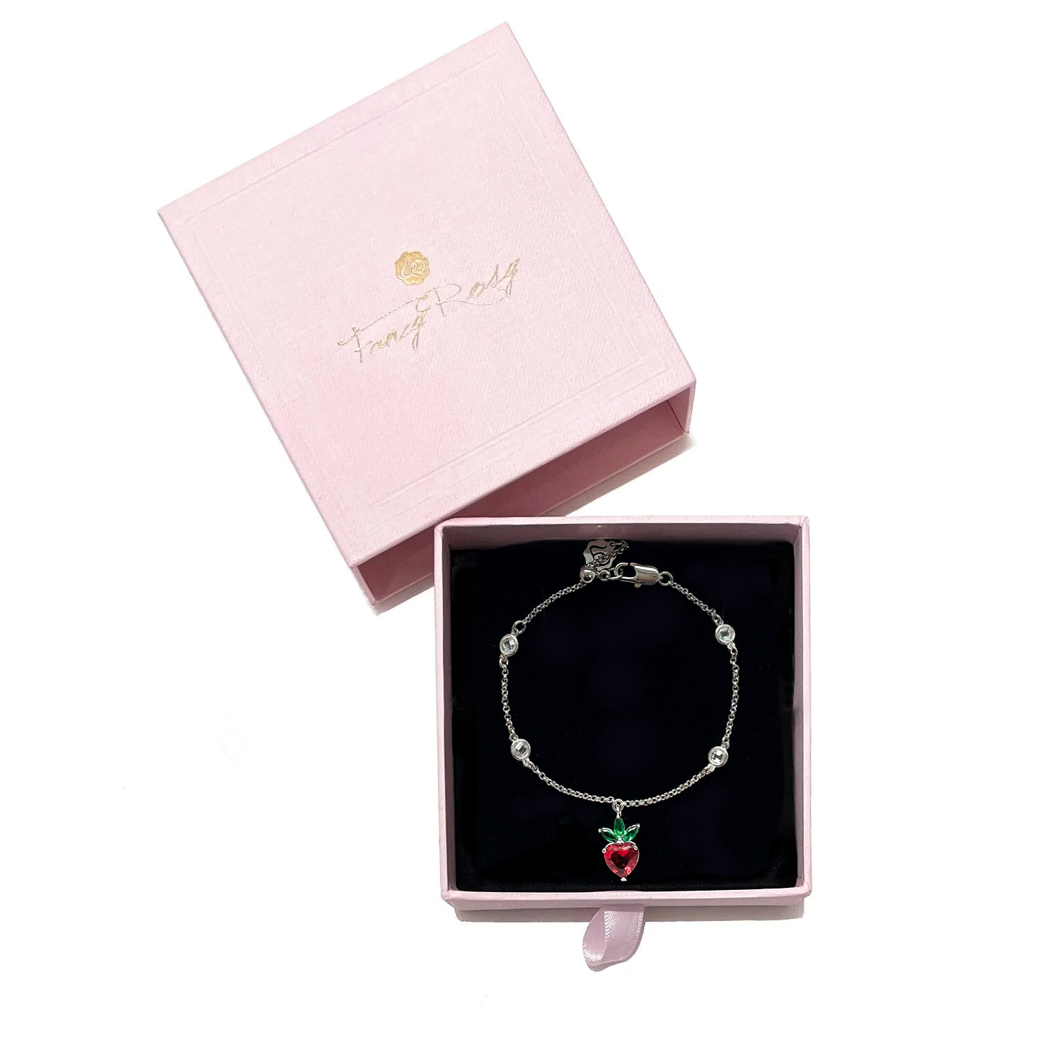 Crystal Strawberry Bracelet (Silver)
