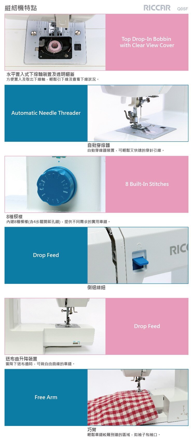 【RICCAR】Q05F-Mica米卡兔縫紉機