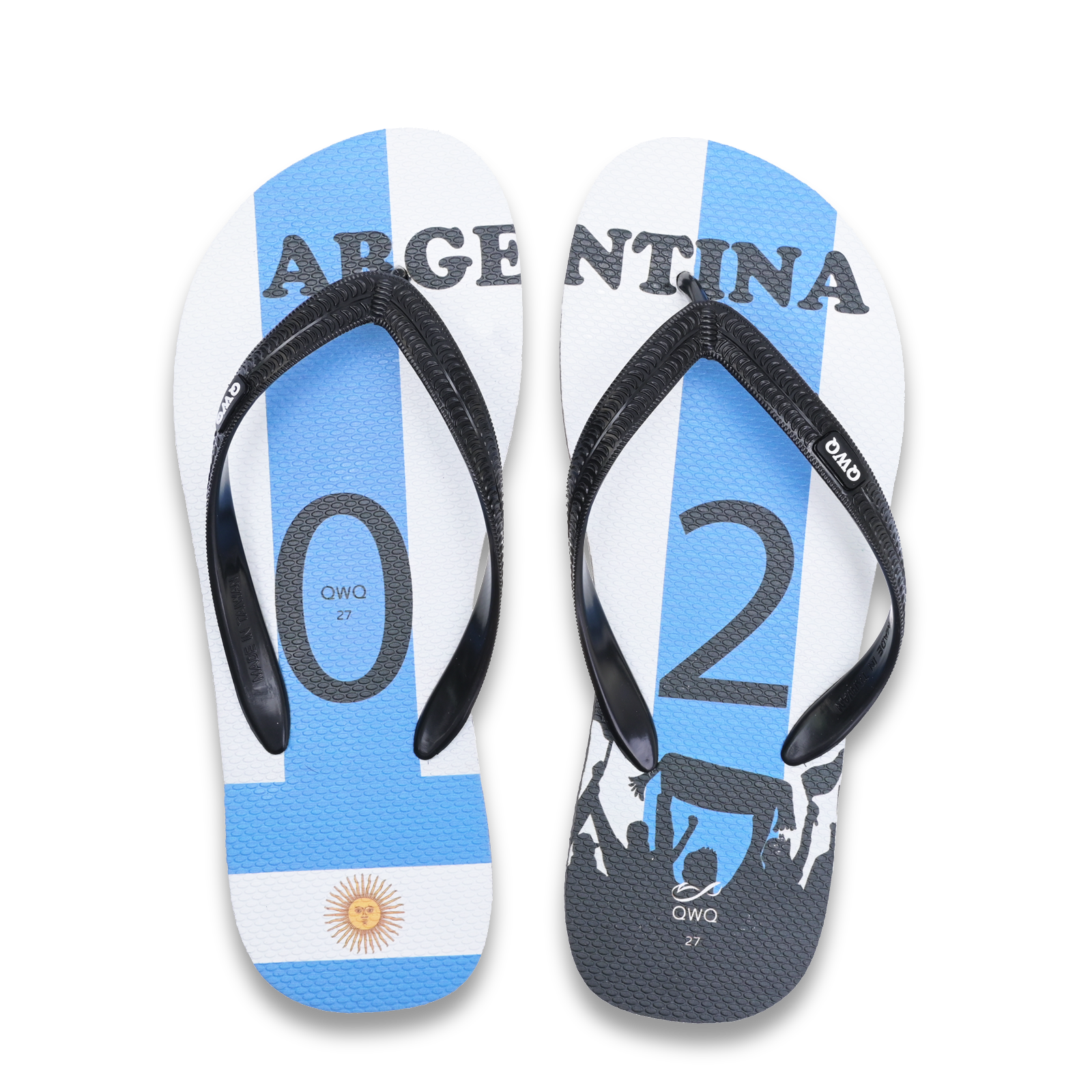國家隊足球紀念拖鞋 阿根廷 粗帶男款天然橡膠人字夾腳拖