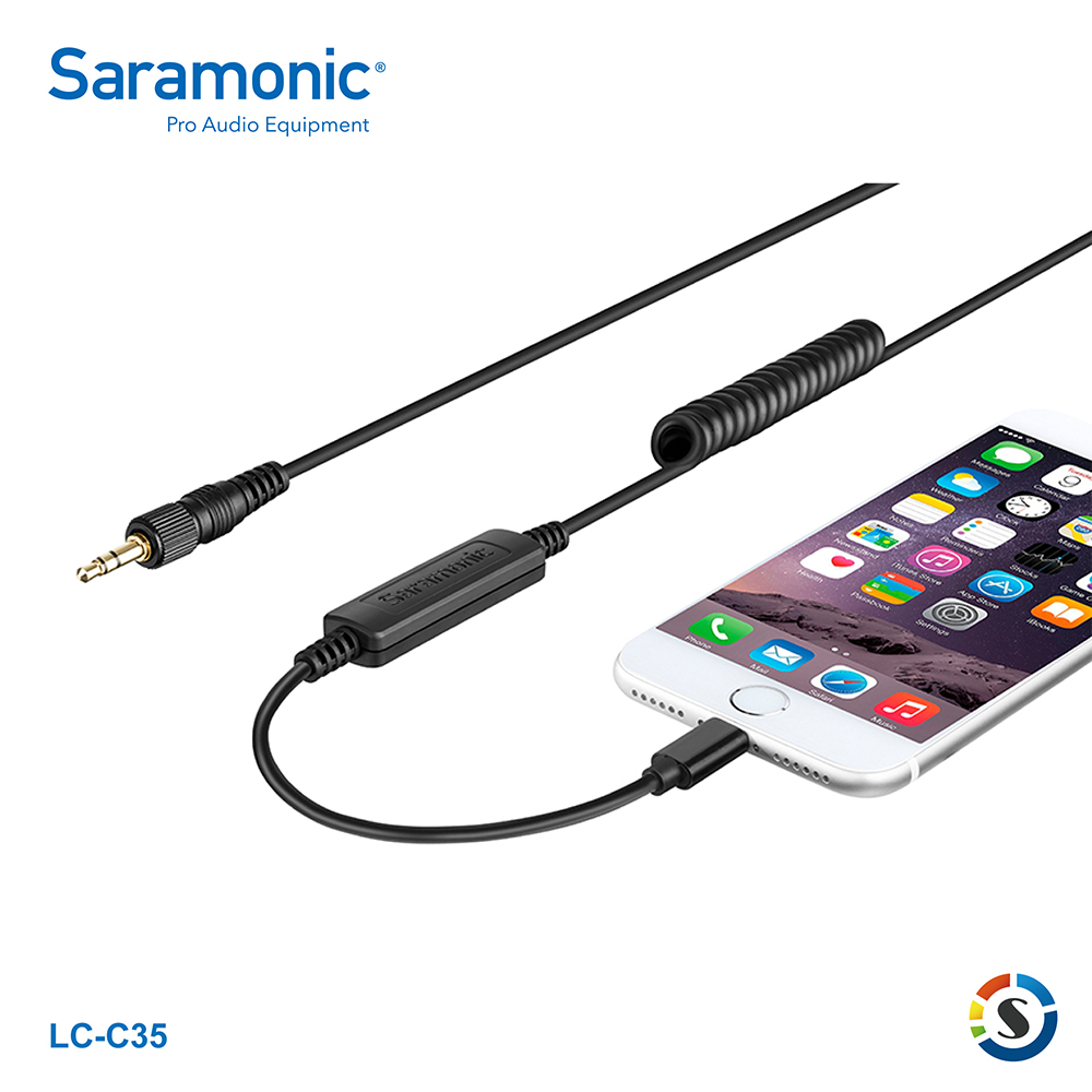 Saramonic楓笛 LC-C35 iPhone專用麥克風轉接線(3.5mm轉lightning)