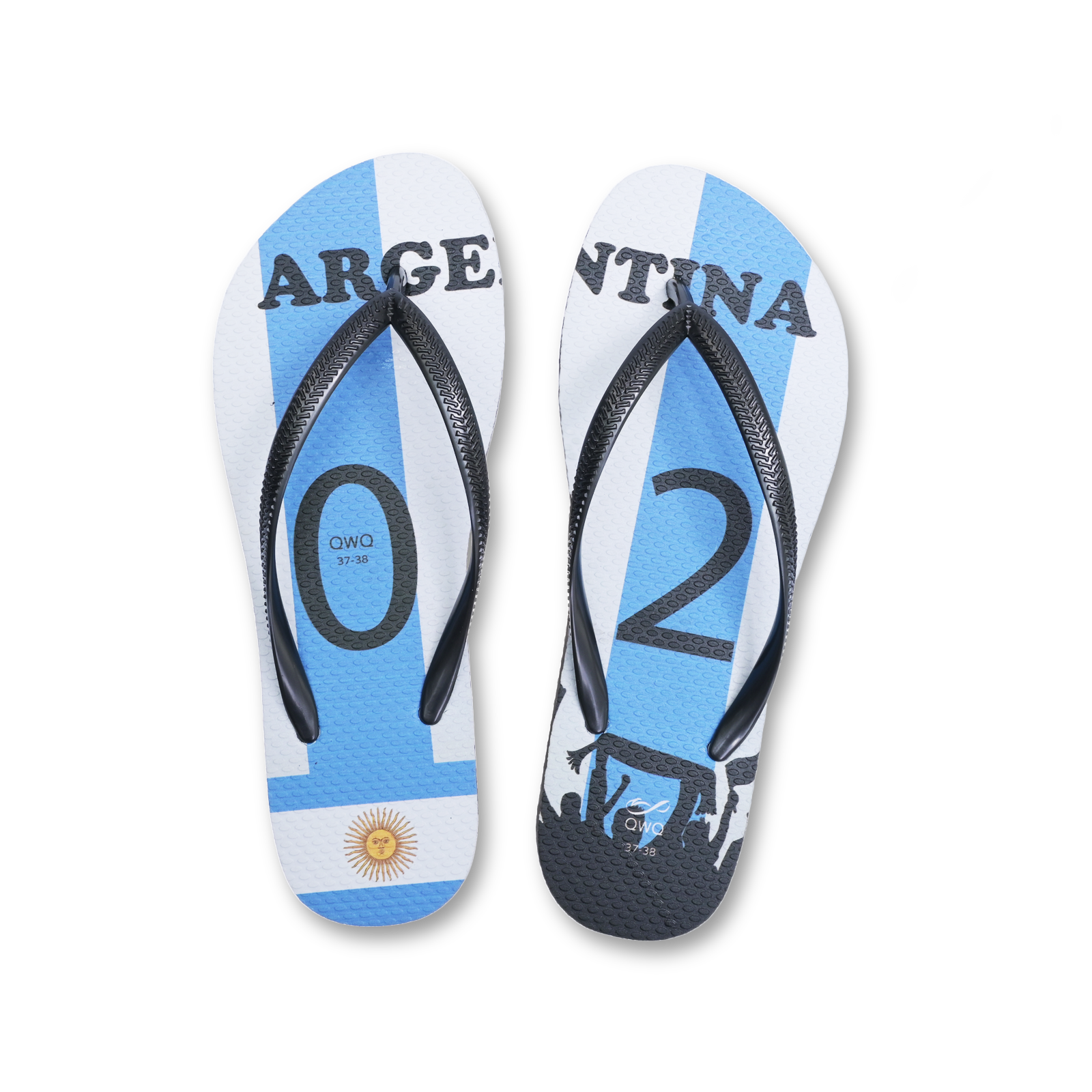 國家隊足球紀念拖鞋 阿根廷 細帶女款天然橡膠人字夾腳拖