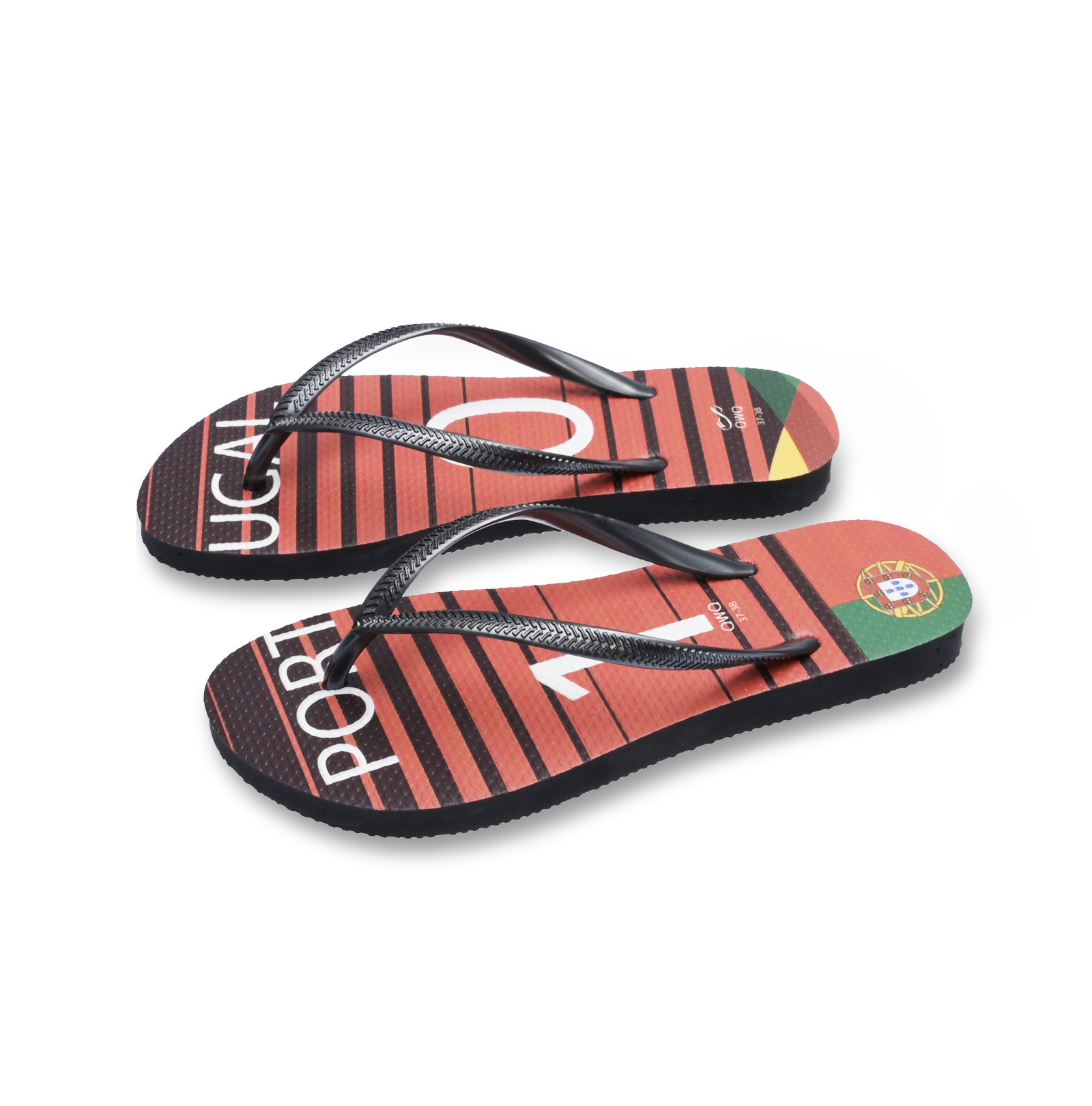 國家隊足球紀念鞋 葡萄牙 細帶女款天然橡膠人字夾腳拖