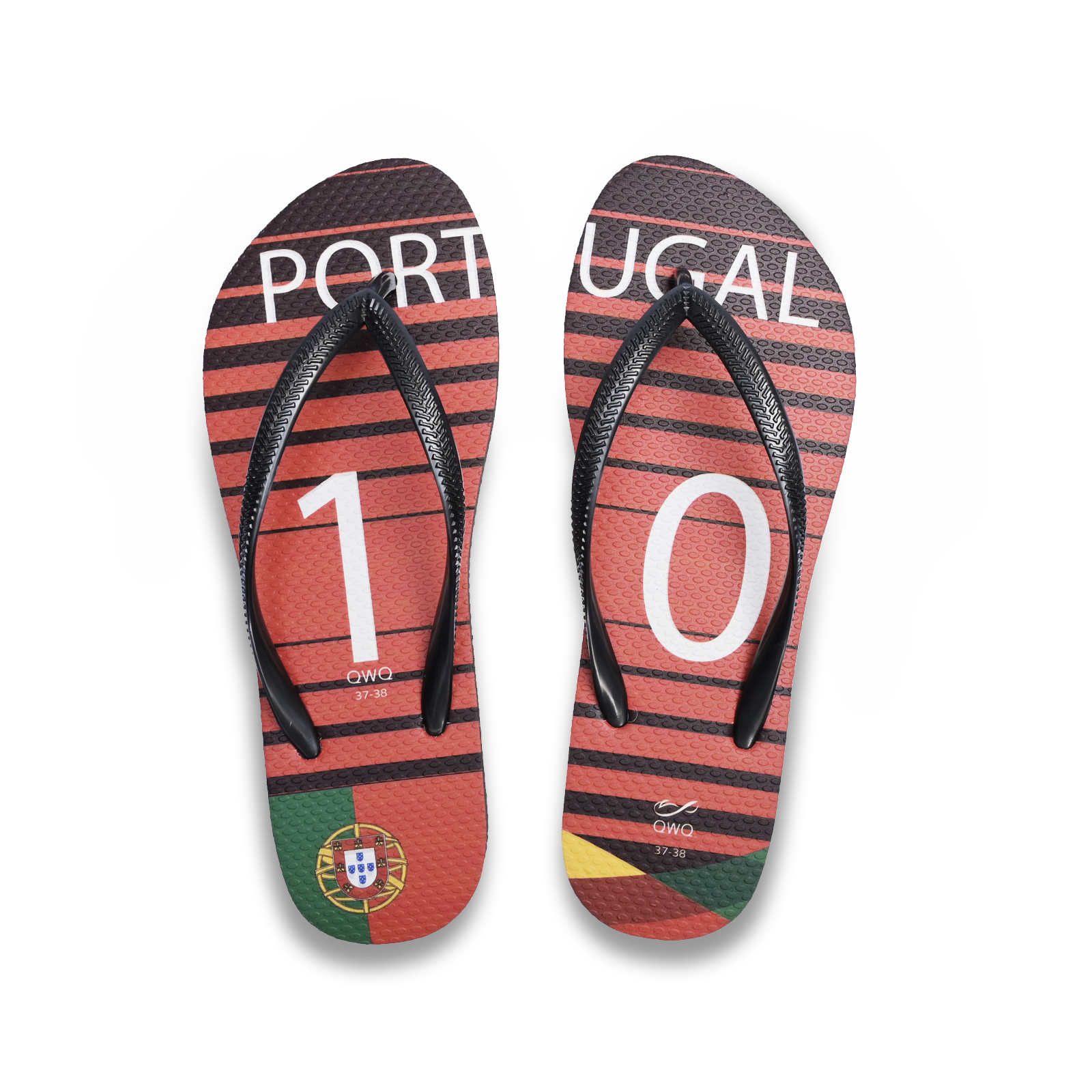 國家隊足球紀念鞋 葡萄牙 細帶女款天然橡膠人字夾腳拖