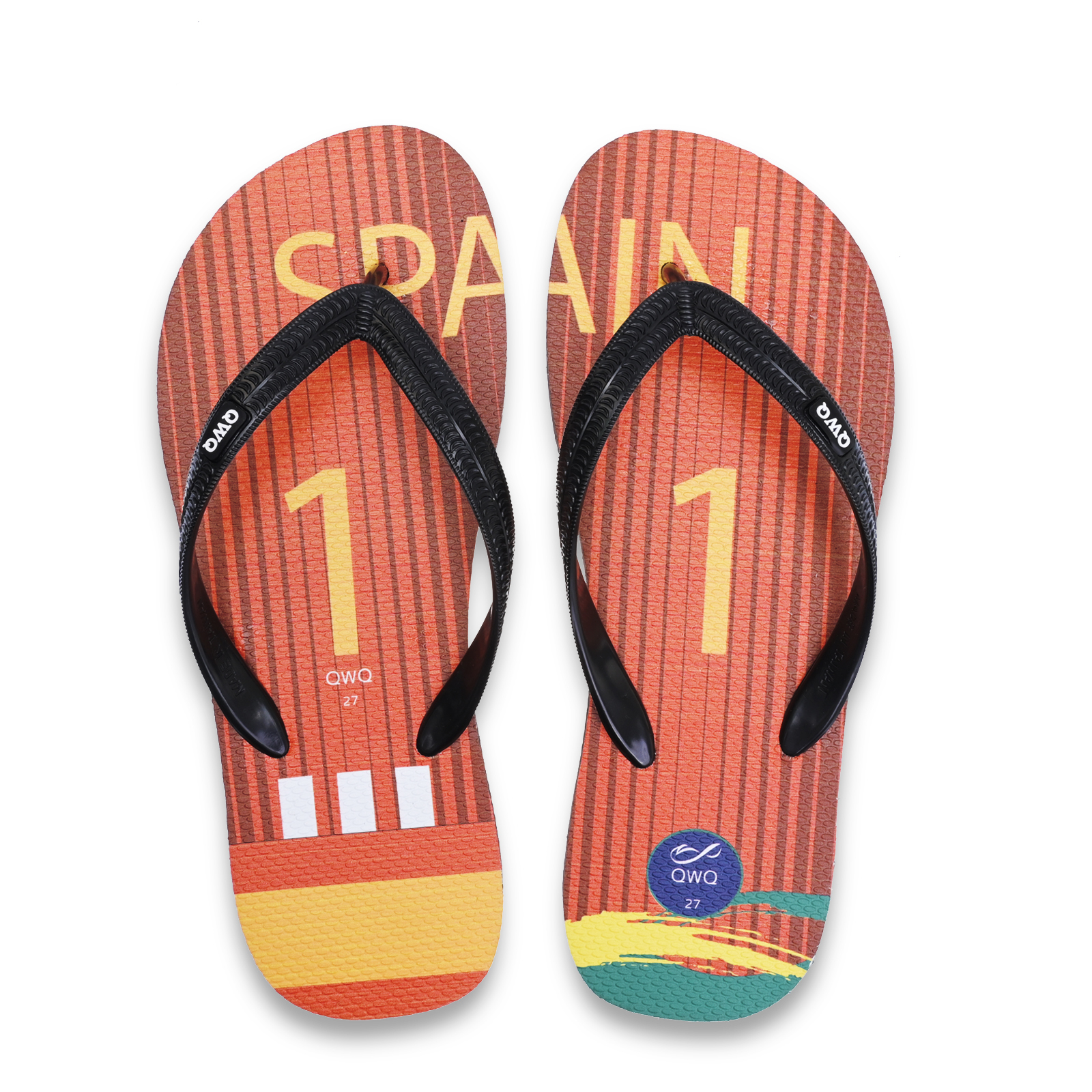 國家隊足球紀念鞋 西班牙 粗帶男款天然橡膠人字夾腳拖