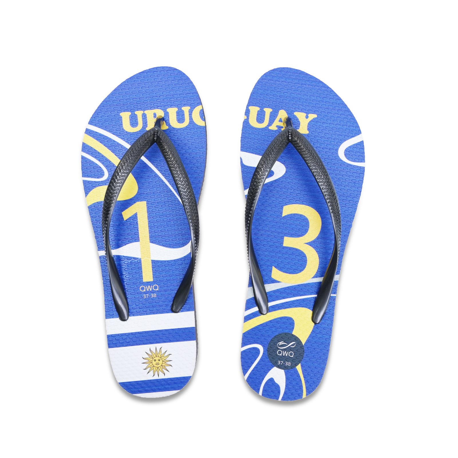 國家隊足球紀念拖鞋 烏拉圭 細帶女款天然橡膠人字夾腳拖
