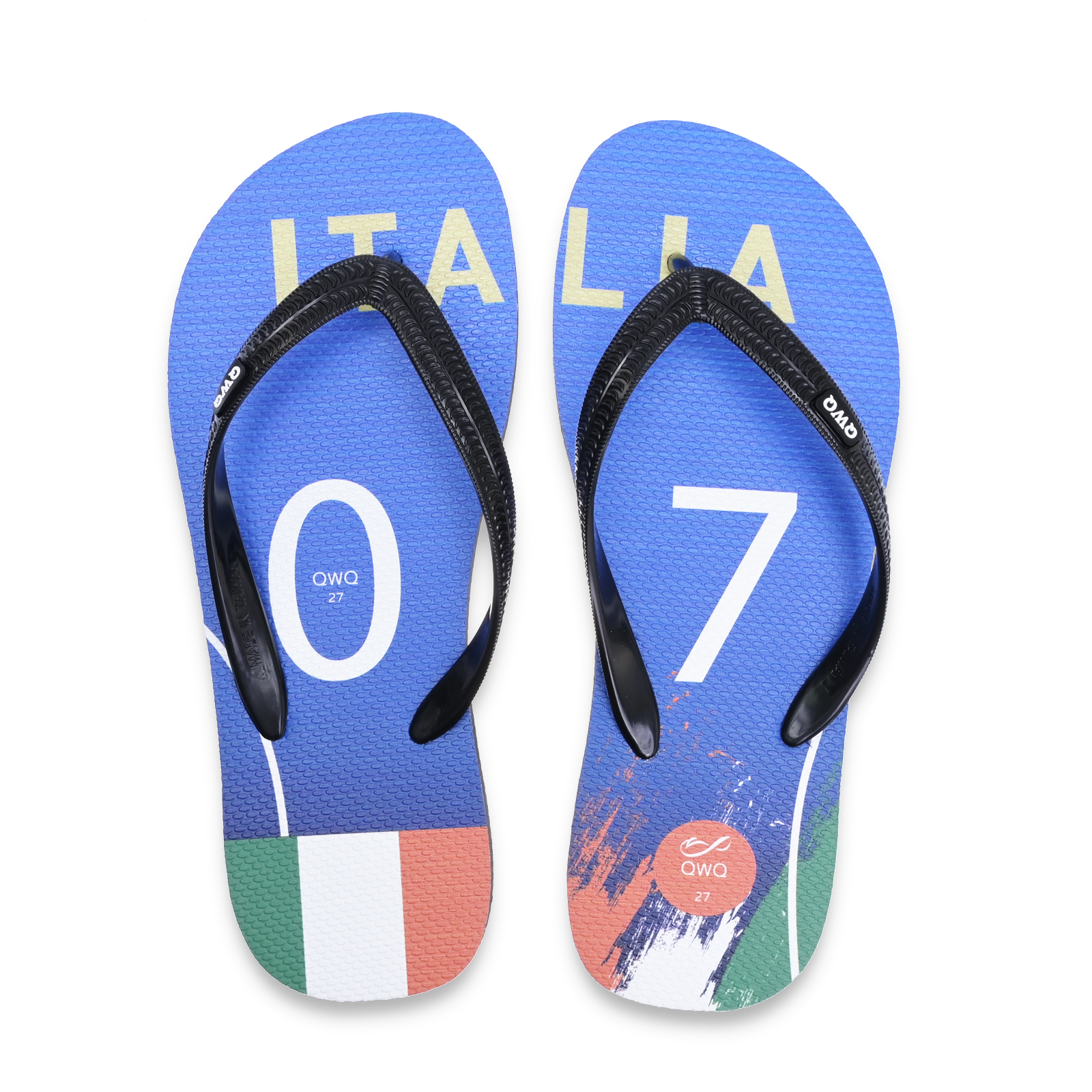 國家隊足球紀念拖鞋 義大利 粗帶男款天然橡膠人字夾腳拖