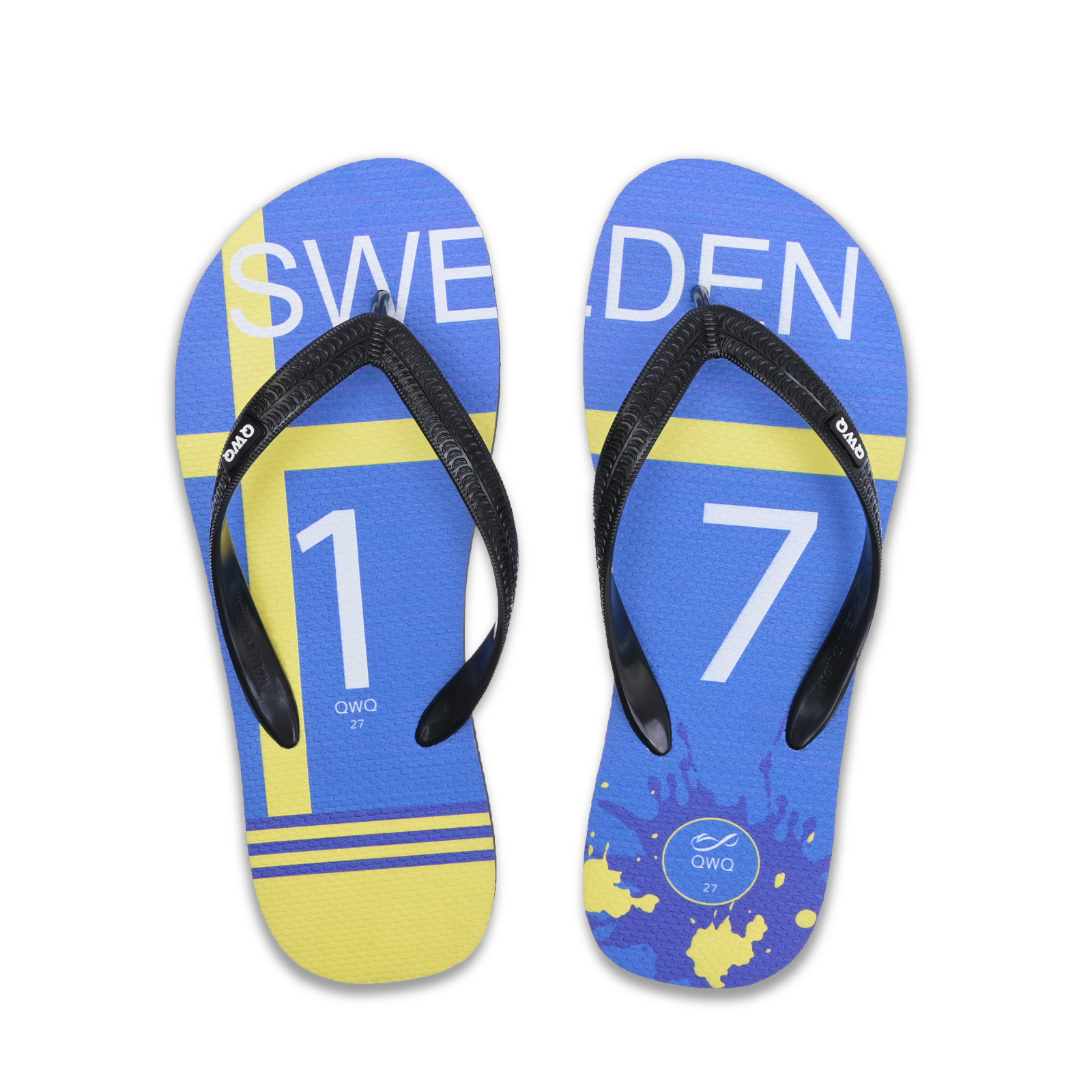 國家隊足球紀念拖鞋 瑞典 粗帶男款天然橡膠人字夾腳拖