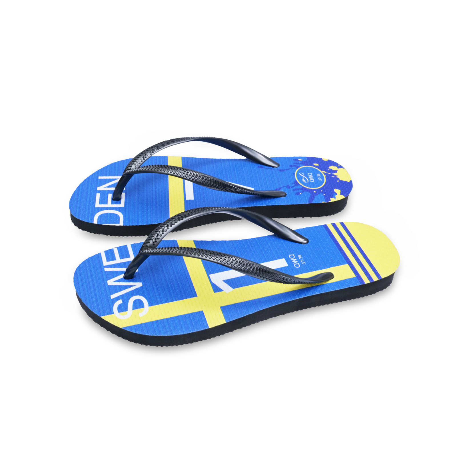 國家隊足球紀念拖鞋 瑞典 細帶女款天然橡膠人字夾腳拖