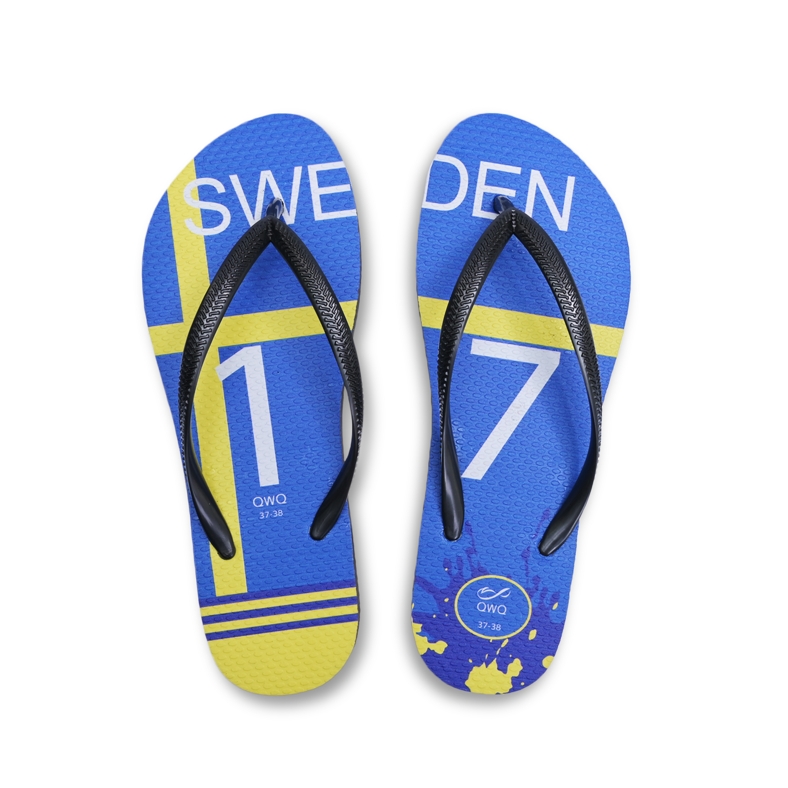 國家隊足球紀念拖鞋 瑞典 細帶女款天然橡膠人字夾腳拖