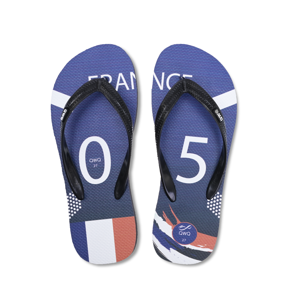 國家隊足球紀念拖鞋鞋 法國 粗帶男款天然橡膠人字夾腳拖
